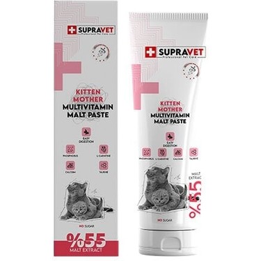 Supravet Kitten & Mother Kalsiyum ve Taurinli Multivitamin Malt Paste 100 Gr