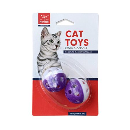 İkili Çıngıraklı Top Kedi Oyuncağı Karışık Renklerde