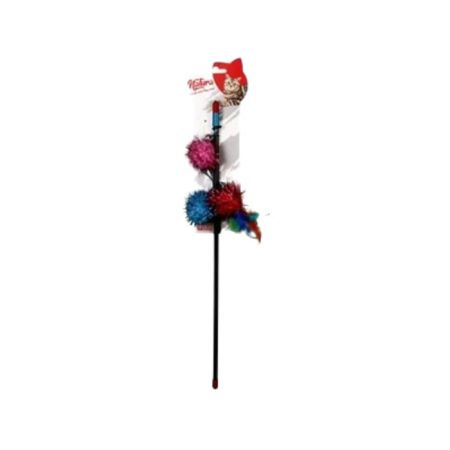 Üçlü Parlak Top Kedi Olta Oyuncak 45 CM