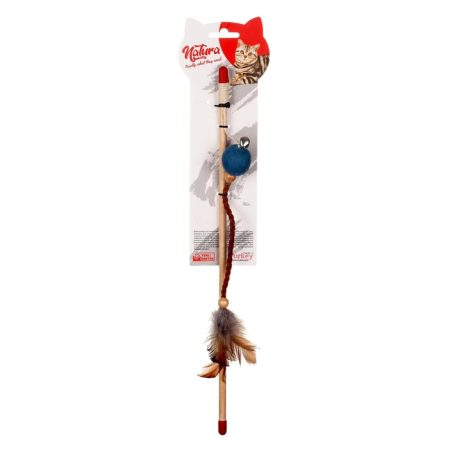 Deri Uçlu Top Kedi Olta Oyuncak 40 Cm