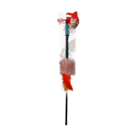 Tüylü Peluş Top Kedi Olta Oyuncak 45 Cm